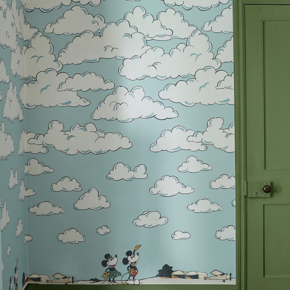 Mickey in the Clouds Wallpaper Mural 217292 by Disney Home x Sanderson in Sea Salt